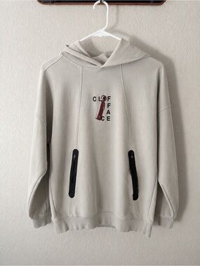 Zara Boys Stone Gray Hiking Graphic Hoodie Zip Pockets Sz 13-14 Teen 164cm